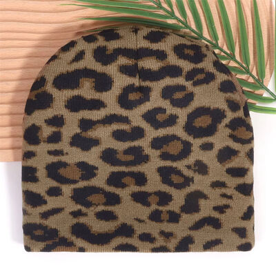 Custom Logo Hochwertige Männer Frauen Acryl Winterhut Kappe Leopard Druckmuster Strick-Slouchy Beanies