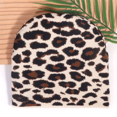 Custom Logo Hochwertige Männer Frauen Acryl Winterhut Kappe Leopard Druckmuster Strick-Slouchy Beanies