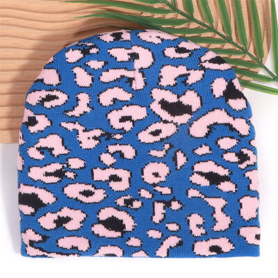 Custom Logo Hochwertige Männer Frauen Acryl Winterhut Kappe Leopard Druckmuster Strick-Slouchy Beanies