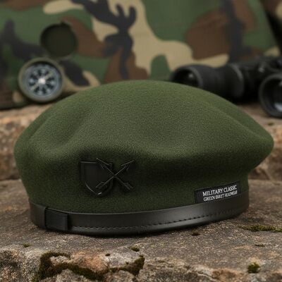 Militärische klassische grüne Barette mit hoher Haltbarkeit für alle Jahreszeiten und maßgeschneiderter Größe für taktisches und lässiges Tragen