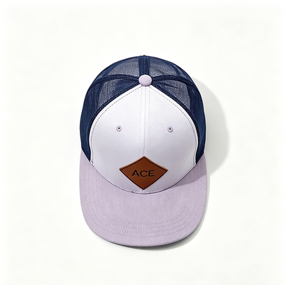 6 Panel Trucker Cap with Cotton Sweatband Plastic Snapback Closure and Constructed Shape for Comfort and Durability