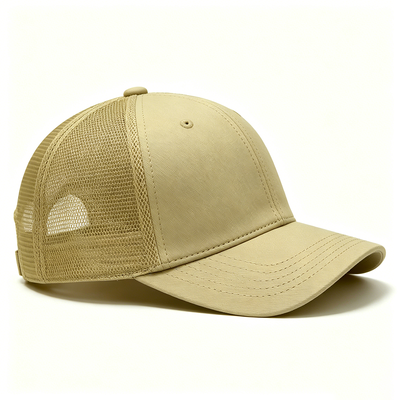 Customized Size 6 Panel Trucker Cap with Embroidered Logo and Cotton Sweatband for All Seasons
