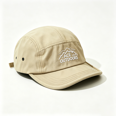 Flat Brim 5 Panel Camper Hut mit Sportnetz-Schweißband und verstellbarem Haken-und-Loop-Gürtel