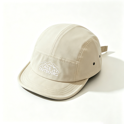 Flat Brim 5 Panel Camper Hut mit Sportnetz-Schweißband und verstellbarem Haken-und-Loop-Gürtel