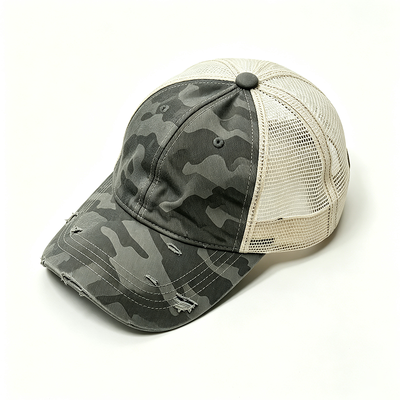 Bedrängte Camo Kurv Visier Trucker Kappe mit konstruierter Struktur langlebiger Maschenrücken und verstellbarer Schnallschließung für den Alltag