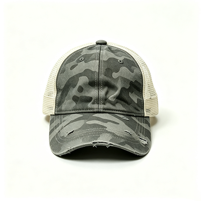 Bedrängte Camo Kurv Visier Trucker Kappe mit konstruierter Struktur langlebiger Maschenrücken und verstellbarer Schnallschließung für den Alltag