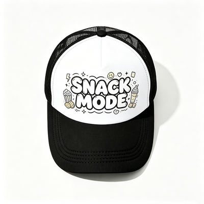 Gebogene 6-Panel-Trucker-Cap mit Kunststoff-Snapback-Verschluss, individuell gestaltbar, ideal für Kampagnen, Teamuniformen und Freizeitkleidung