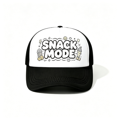 Gebogene 6-Panel-Trucker-Cap mit Kunststoff-Snapback-Verschluss, individuell gestaltbar, ideal für Kampagnen, Teamuniformen und Freizeitkleidung