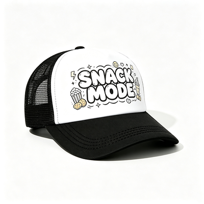 Gebogene 6-Panel-Trucker-Cap mit Kunststoff-Snapback-Verschluss, individuell gestaltbar, ideal für Kampagnen, Teamuniformen und Freizeitkleidung