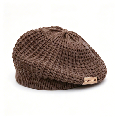 Custom Knitted Beret Hat for Women Hollow Out Handmade Beret Solid Color Soft Beanie Beret for All Seasons Casual Wear Support Customization