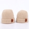 Lederflicken Knit Beanie-Hüte fertigen warme Hut-Kappen-Gelb Beanie-Hüte kundenspezifisch an
