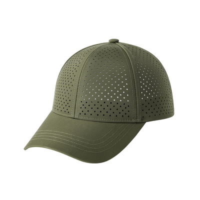 Großhandel Custom Laser Cut Hole Gorras 6 Panel Perforated Golf Hut Custom Logo Unisex Mesh Baseball Kappe