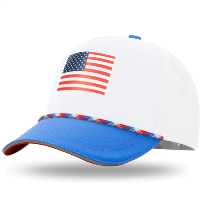 Unisex 5-Panel amerikanische Flagge Kinder Baseballhut Custom USA Kinder Baseballmützen mit Seil
