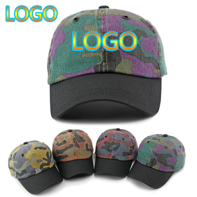 Hochwertige verstellbare Baumwollfarbene Baseballkappen Großhandel 6 Panel Baseballkappen mit Logo