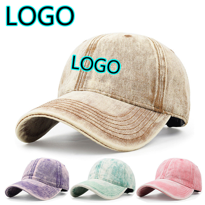 Neues individuelles Logo Unisex gewaschene Baseballkappe Mode Baumwolle Outdoor Casual Herren verstellbare Dad Hat