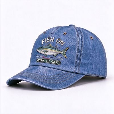 Gewaschener Denim Fischer-Vater-Hut Hochstickstick Breathable Leichtgewicht stilvoll praktische Kopfbedeckung für Angler im Freien Casual Wear